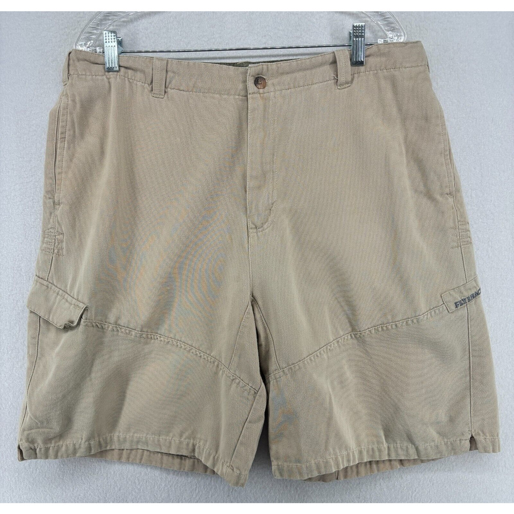 FLYSHACKER Shorts Mens 36 Canvas Cargo Flat Front Hiking Fishing Cotton Summer